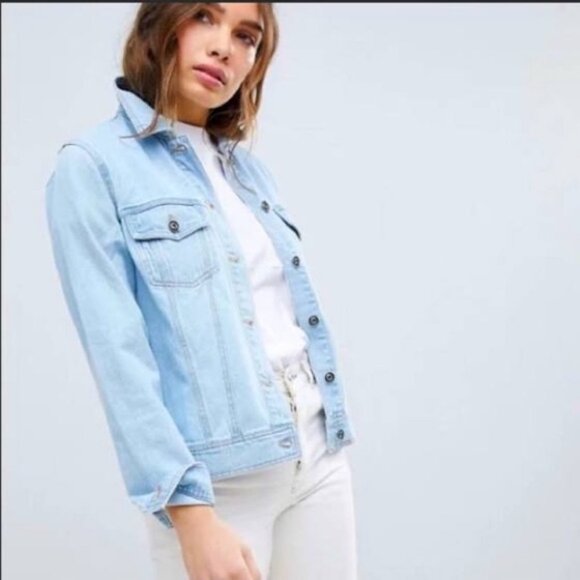 Michael Kors Light Baby Blue Denim Jacket - small on trend - Picture 1 of 5